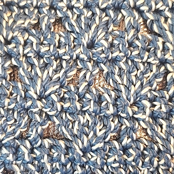 The Sak "Fairmont" Navy Blue /white Crochet tote bag with Leather trim & bottom - Picture 6 of 12